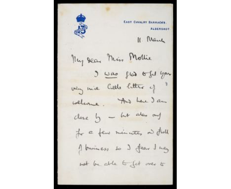 * Baden-Powell (Sir Robert, 1st Baron, 1857-1941). An affectionate Autograph Letter Signed, ‘Wun Hi', letterhead of East Cava