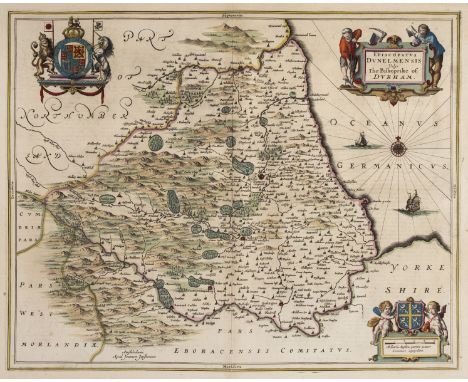 Durham. Jansson (Jan), Episcopatus Dunelmensis vulgo The Bishoprike of Durham, Amsterdam, circa 1650, engraved map with conte