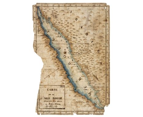 [Arabian Peninsula]. 'Carte de la mer Rouge, relevée sur celle de James Bruce', 1827, watercolour with pen and ink on laid pa