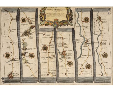 Ogilby (John). The Road from Bristoll to Worcester, The Continuation of the Road from London to Holyhead..., Plate 2 Commenci