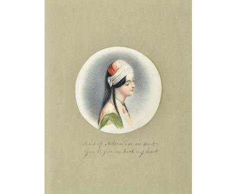 * [Byron]. The Maid of Athens, mid 19th century, fine circular watercolour on card after a drawing by F. Stone (engraved by W