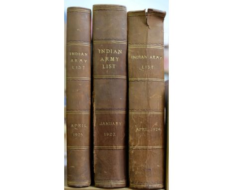Indian Army Lists. The Indian Army List, April 1924, April 1925 &amp; January 1927, Calcutta, 1924/1927, together 3 volumes, 