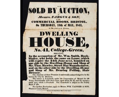 Bristol. A collection of 24 broadsides, tracts and pamphlets relating to Bristol, 18th &amp; 19th century, including: Bristol