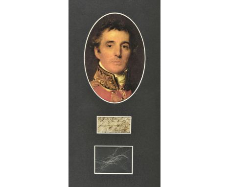 * Hair Jewellery - Duke of Wellington (1769-1852). A small selection of silvery strands of hair belonging to the Duke of Well
