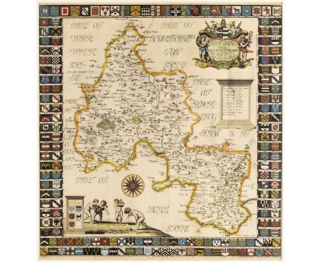 * Oxfordshire. Plot (Robert), The Map of Oxfordshire, circa 1677, hand coloured engraved map, decorative cartouche, mileage s