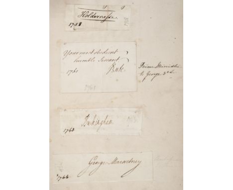 [British &amp; Irish politicians &amp; peers]. Autograph album, 18-19th century, comprising: 1. Approximately 665 clipped aut