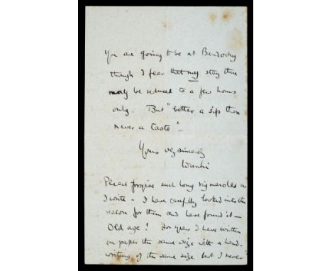 * Baden-Powell (Sir Robert, 1st Baron, 1857-1941). A long Autograph Letter Signed as ‘Wunhi’, Meerut, N.W.P., 8 October 1897,