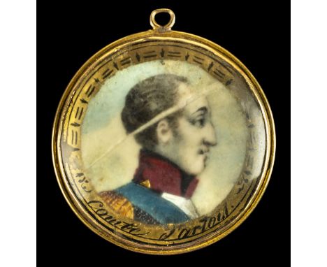 * Hair Jewellery - Charles X (1757-1836, King of France). A circular mourning pendant, c.1836, the obverse with a miniature b