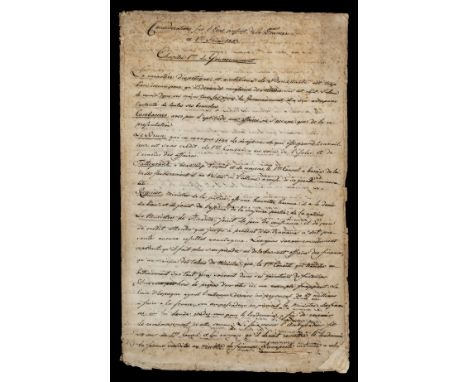 * France under Napoleon. Manuscript report in French on the current state of France, entitled 'Considerations sur l'Etat pres