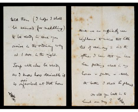 * Baden-Powell (Sir Robert, 1st Baron, 1857-1941). Autograph Letter Signed as ‘Wunhi’, Meerut, N.W.P., 27 October [1897?], [t