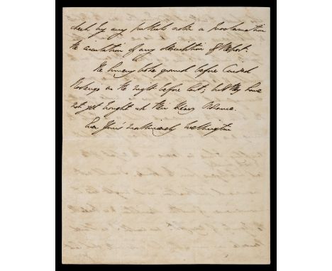 Wellington (Arthur Wellesley, 1st Duke of, 1769-1852). Autograph letter signed to Sir Charles Stuart, Baron Stuart de Rothesa