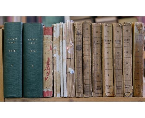 Army Lists. The Army List, for January [-December] 1818, 12 monthly issues bound in 2 volumes, original printed pink wrappers