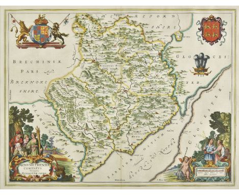 * Monmouthshire. Blaeu (Johannes), Monumethensis comitatus vernacule Monmouth Shire, Amsterdam, circa 1645, engraved map with