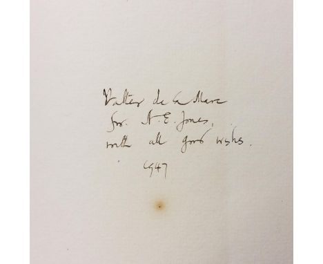 De La Mare (Walter) . The Traveller, 1st edition, 1946, inscribed by the author to the front endpaper, 4 colour illustrations
