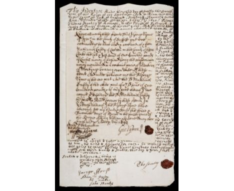 * Obligation Bonds. A good group of 27 manuscript bonds, 17th century, including 4 vellum document with seals, the remainder 