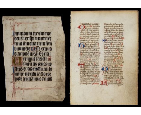 ARR Illuminated leaves. An illuminated leaf from a Book of Hours or Breviary, France, late 14th century, single vellum leaf w