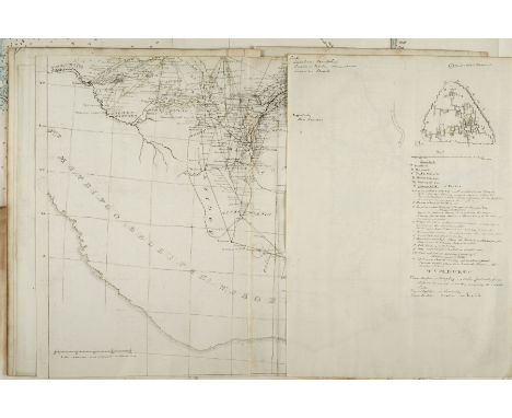 [Africa]. Group of approximately 36 manuscript maps, town plans and geological sections, c.1860, all in pen and ink on laid p