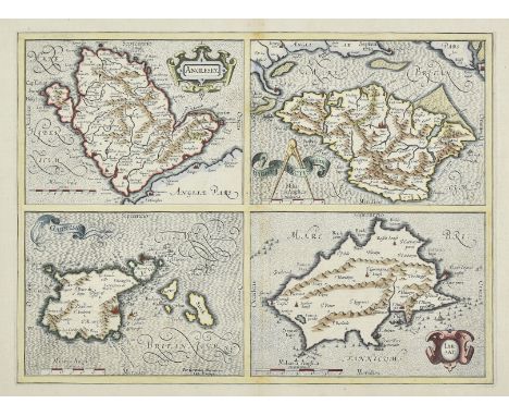 * British Islands. Mercator (Gerard &amp; Hondius J.). Anglesey, Garnesay, Wight olim vectis [and] Jarsay, [1636], four hand 