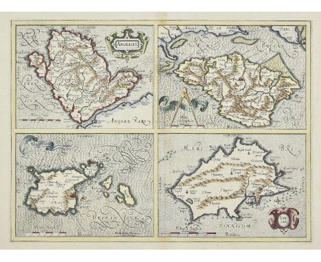 * British Islands. Mercator (Gerard &amp; Hondius J.). Anglesey, Garnesay, Wight olim vectis [and] Jarsay, [1636], four hand 