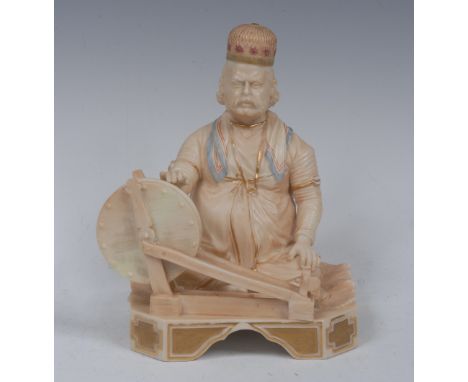 A  Royal Worcester rare figure of Shaban , the gold brocade maker from the rare set of Indian Craftsman, in blush ivory, pick