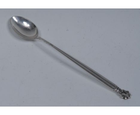 Georg Jensen - a Danish silver Acorn pattern sundae spoon, 18.5cm long, marked 925.s 