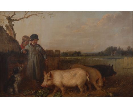 Edmund Bristow (1787-1876)Country Life signed, titled to verso, oil on mahogany panel, 28cm x 40cm, Willis Hudson & Co., Deal