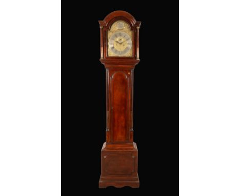 A George II mahogany longcase clock, 29cm arched brass dial inscribed Ogden, Darlington, silvered chapter ring inscribed with