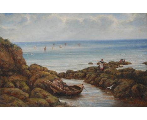 S** Hutton (early 20th century)Lobster Potts In The Covesigned, oil on canvas, 34cm x 52cm 