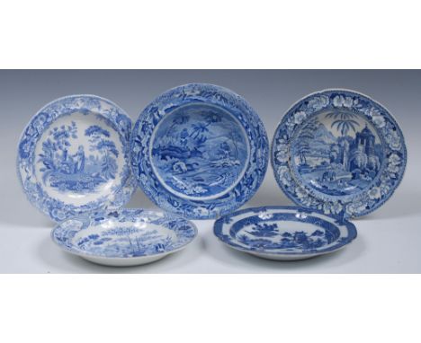 *Please note that there are five pieces in this lot and not six as previously catalogued.*A Herculean shaped circular plate, 