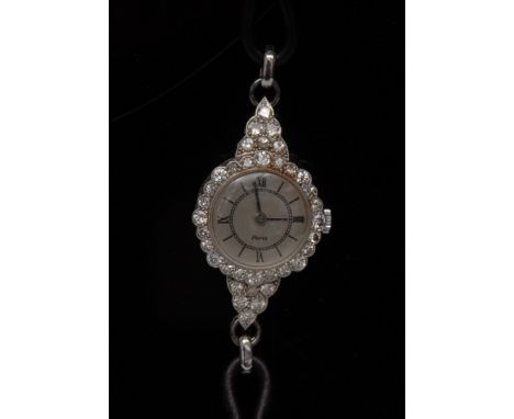 Rotary - a diamond encrusted lady's Paris wristwatch, 18ct white gold and platinum case inset with thirty six round cut diamo