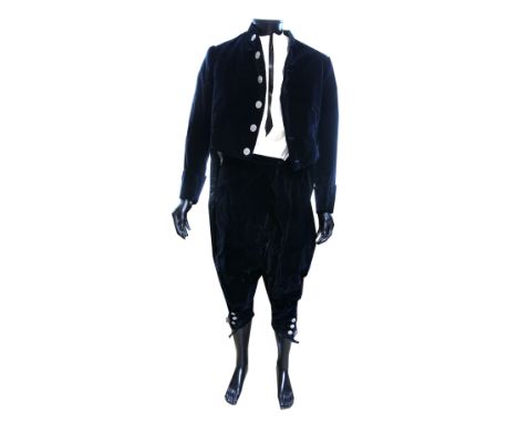 Court dress - Army and Navy Midnight blue velvet tails with cut steel buttons and matching breeches, white dress Shirt x3, cr