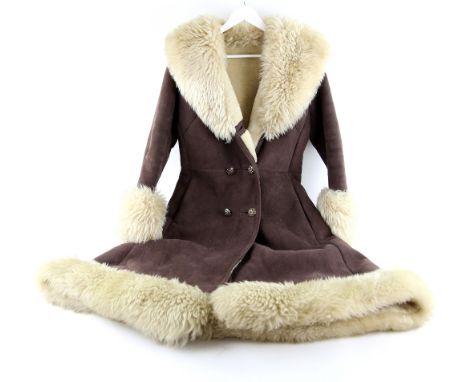 Vintage Abercrombie and Fitch chocolate brown Sheepskin coat , 3 /4 length with label stating size 16,  seems more like a 10/