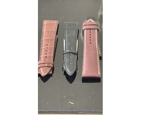 Blancpain original unused leather watch straps x3 (2x brown, 1 black)