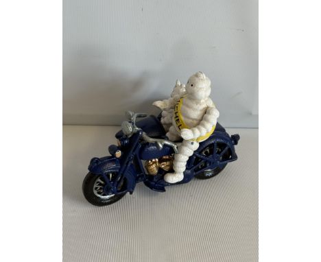 Cast iron michelin Man motorbike & sidecar 