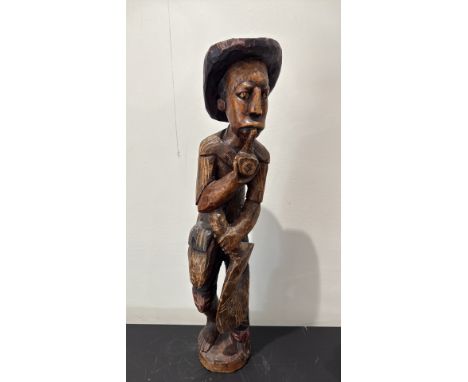Carved Hardwood Folk-Art Figure