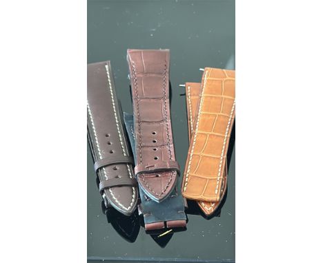 Blancpain original unused leather watch straps x3 (2x brown, 1 tan)