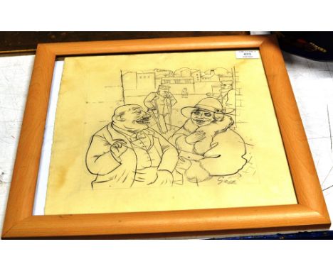 FRAMED PENCIL SKETCH SIGNED GROSZ  