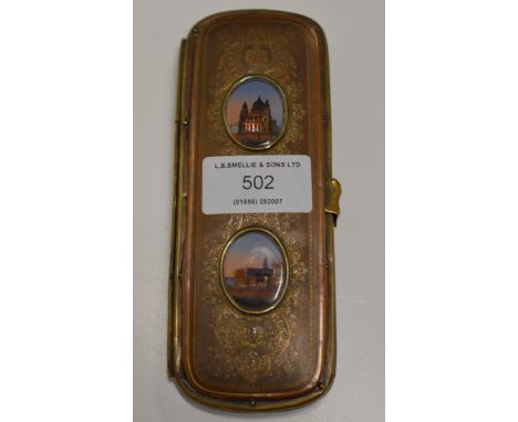 ORNATE &amp; INTRICATE LATE 19TH CENTURY SEWING OR VANITY CASE WITH 2 OVAL HAND PAINTED MOTHER OF PEARL PANELS DEPICTING ST P