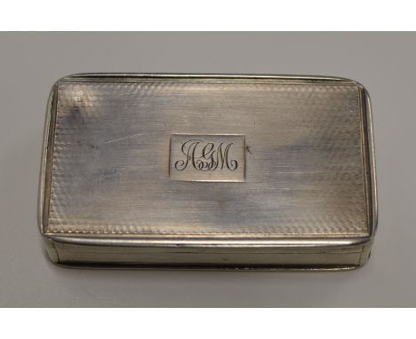 WILLIAM IV INITIALLED STERLING SILVER SNUFF BOX, WITH BIRMINGHAM ASSAY MARK, MAKER MARK FOR NATHANIEL MILLS &amp; DATE LETTER