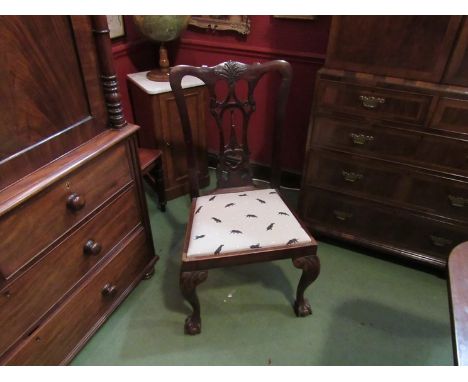 A Chippendale form mahogany side chair, the seat with black labrador upholstery