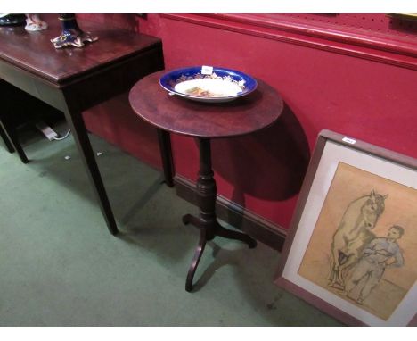 A Georgian mahogany wine table, tripod base, turned column