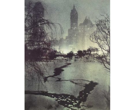 Adolf Fassbender (German-American 1884-1980) White Night, New York, signed lower left, 1946, photographic print, measurements