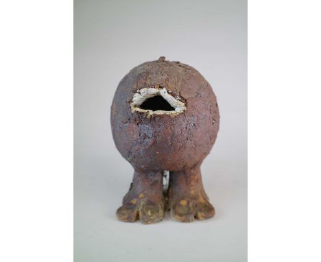 Lotte Glob (Danish b.1944) Rock Hopper Figure, signed below, ceramic sculpture, measurements 24 x 15 x 14 cmThis is a freesta