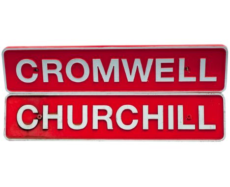 Diesel nameplates a Pair CROMWELL and CHURCHILL from a Ruston & Hornsby 1961 built 0-6-0 DH. Numbered 423 / 8217 / 01585. For