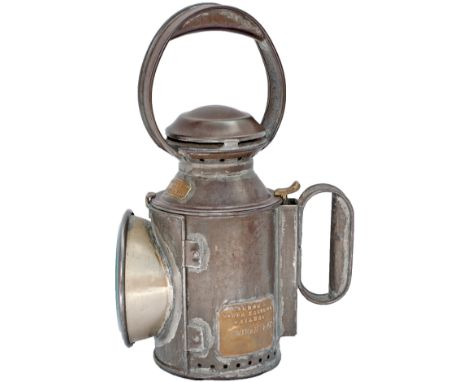 LNER 3 aspect saucer top handlamp, brass plated LONDON AND NORTH EASTERN RAILWAY SWINESHEAD on the side and also brass plated