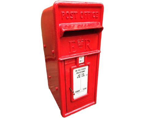 Post Office POST BOX, an original 1950's lamp box type complete with two enamel collection plates, internal wire basket and l