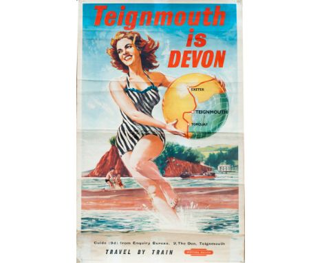 Poster BR TEIGNMOUTH IS DEVON by Stewart Glenn. Double Royal 25in x 40in.  Published by British Railways Western Region and p