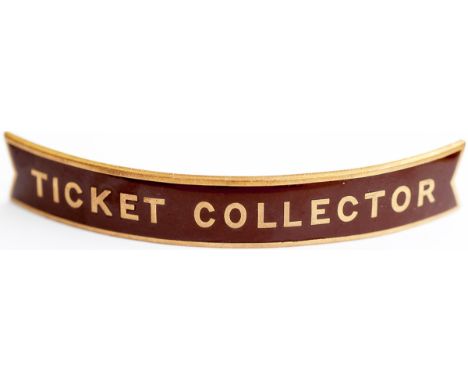 BR(W) gilt fishtail cap badge TICKET COLLECTOR. In excellent condition this is a seldom seen badge.