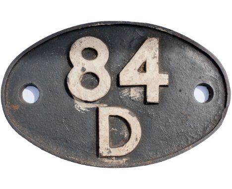 Shedplate 84D Leamington Spa 1950 to Sept 1963. In ex loco condition and with the engine number 7810 (Draycott Manor) chalked