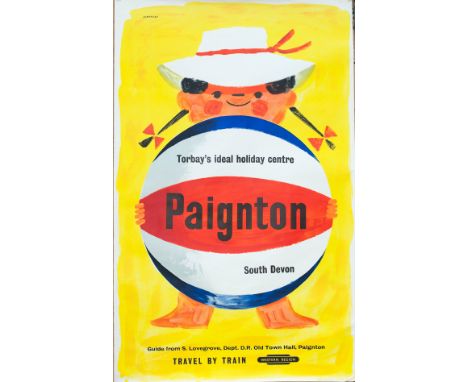 Poster BR PAIGNTON TORBAYS IDEAL HOLIDAY CENTRE DEVON by Tom Eckersley. Double Royal 25in x 40in. Published by the Western Re